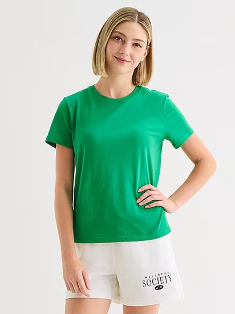 NWT XERSION WOMANS Cotton crew neck short sleeve t shirt,color green jelly bean